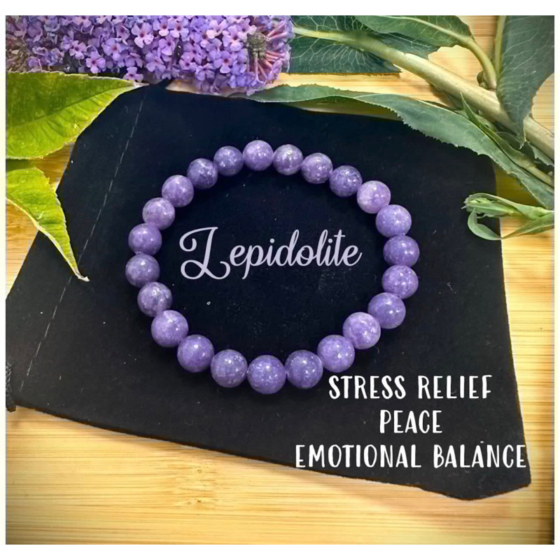 Grade A++ Lepidolite Crystal Bead Bracelet 8mm, Genuine Lepidolite Gemstone Bracelet, Emotional Healing,