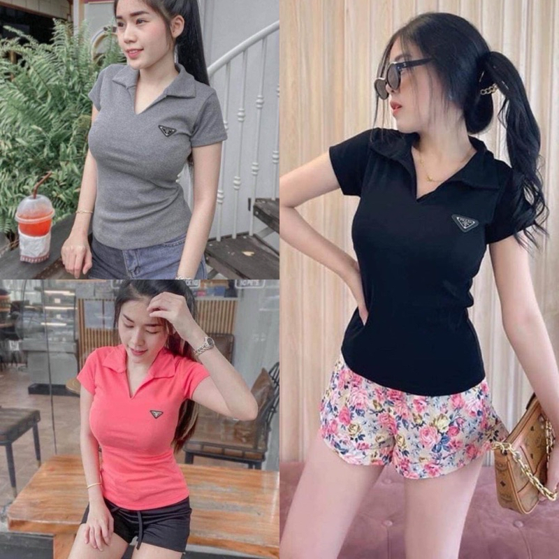 Pumpuy RICH เสื้อยืดคอปกปักโลโก้-เสื้อยืดรัดรูป เข้ารูป(ครบไซส์ XS-XL)