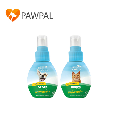 Tropiclean Fresh Breath oral care drop for pets 65 ml ดูแลช่องปากแบบผสมน้ำดื่มสูตรเข้มข้น ลดกลิ่นปาก คราบพลัด คราบหินปูน