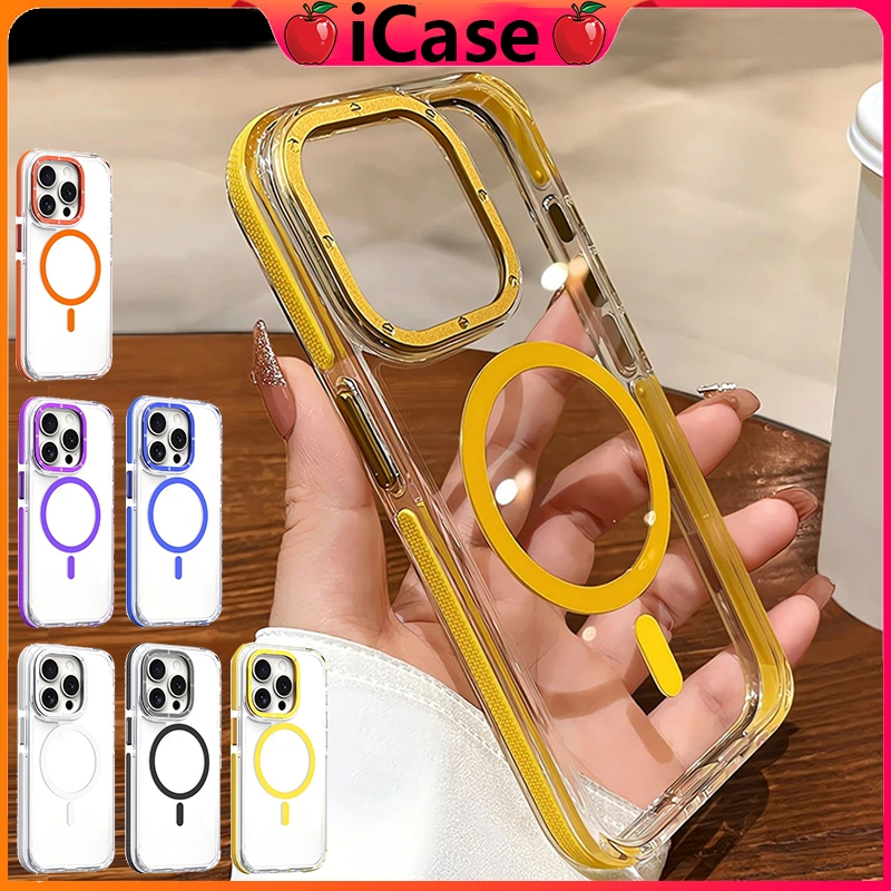 iCase แม่เหล็ก Phone Case เคสใส เคสแม่เหล็ก เคสไอโฟน for 15 14 13 12 11 Pro Promax เคสมือถือ เคสใสกันกระแทรก