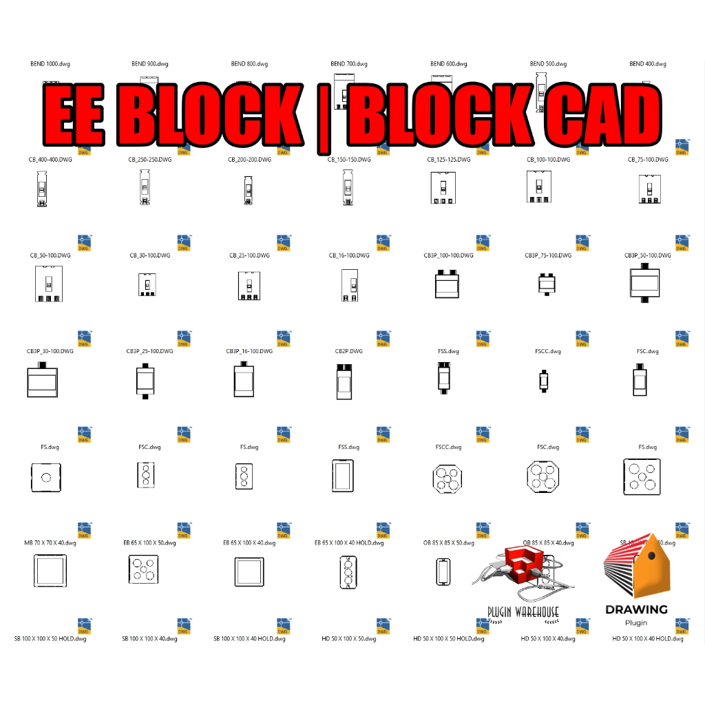 🏠EE BLOCK | BLOCK CAD สำหรับงาน SHOP ไฟฟ้า |AutoCAD (Dwg.)🏠 469 Items