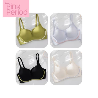 Pink Period Bra บราดูมๆดันทรง เสื้อชั้นในผู้หญิง ไร้ขอบ ใส่สบายๆ ระบายอากาศ ป้องกันการหย่อนคล้อย
