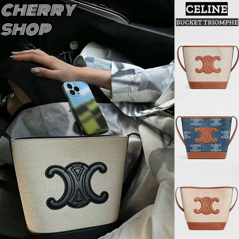 🍒ซีลีน Celine CUIR TRIOMPHE Small Mini Bucket Bag 💯กระเป๋าถังผู้หญิง