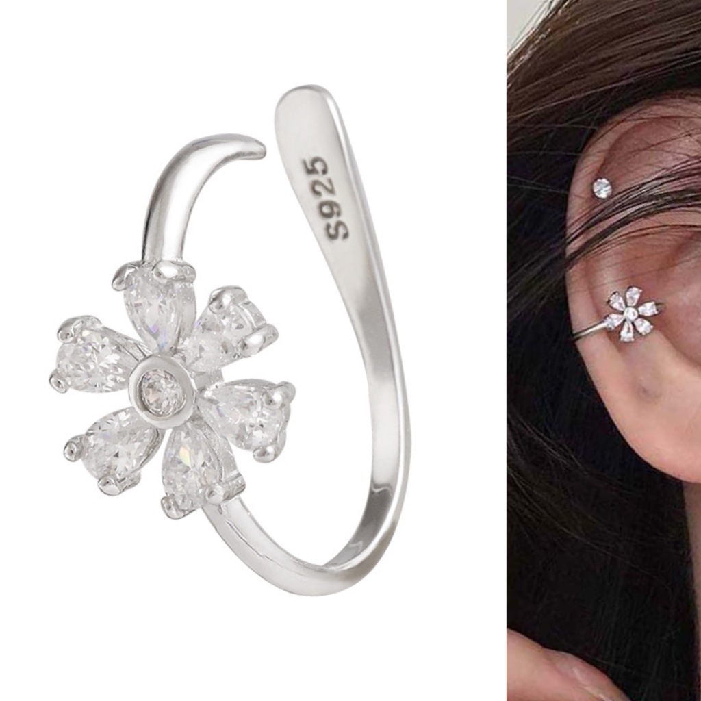 ear cuff ดอกเดชี่ ไม่ต้องเจาะหู ต่างหูแบบคล้อง ใส่ปีกหู