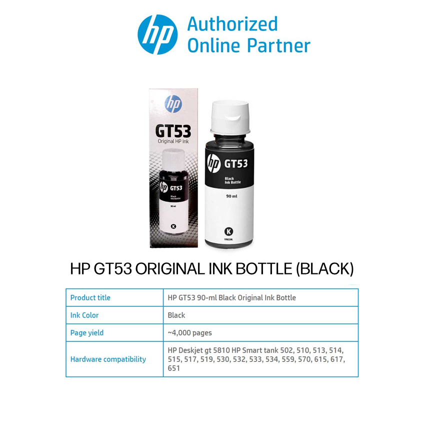 HP GT53 / GT52 Original Ink Bottle (1VV22AA,M0H54AA-56AA)
