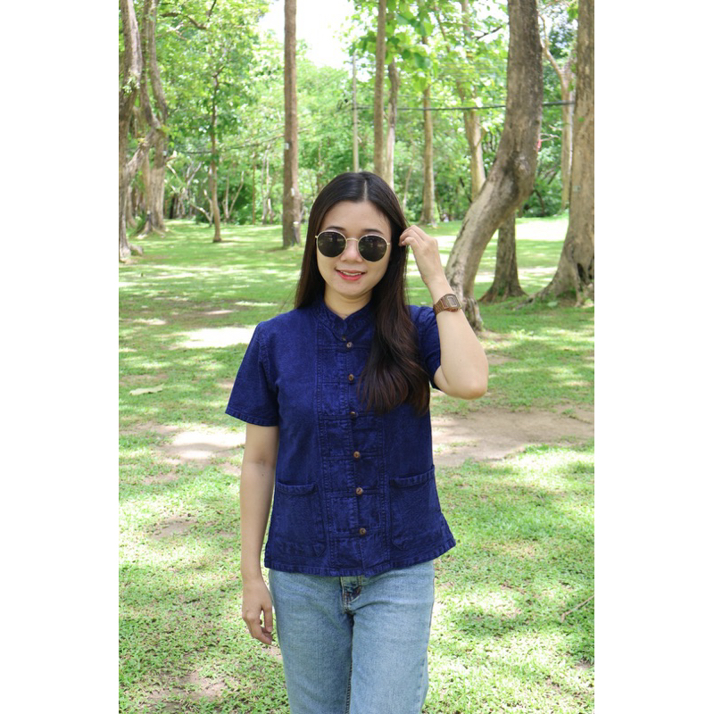 เสื้อหม้อฮ่อมฟอกนิ่มกระดุมกะลา‼️อก36-50“‼️มาใหม่‼️ทรงสวย🌷ใส่เก๋ๆ - รูปที่ 4