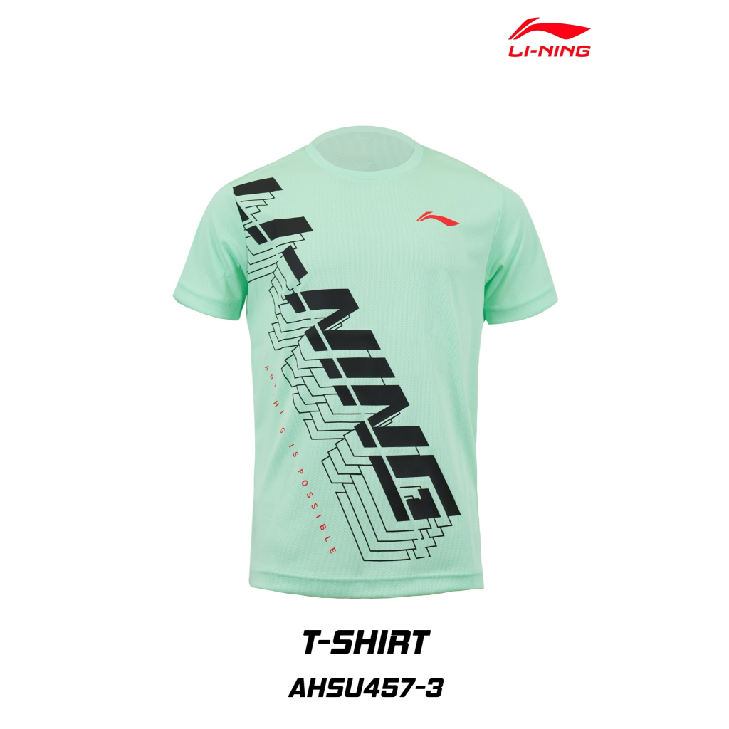 LI-NING เสื้อแบดมินตัน รุ่น AHSU457-3S (GREEN) BADMINTON T-SHIRT