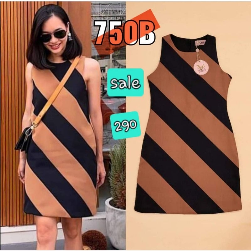 Vora เดรสแขนกุดทูโทน ป้ายVora Sz.M มือ1ป้ายห้อย