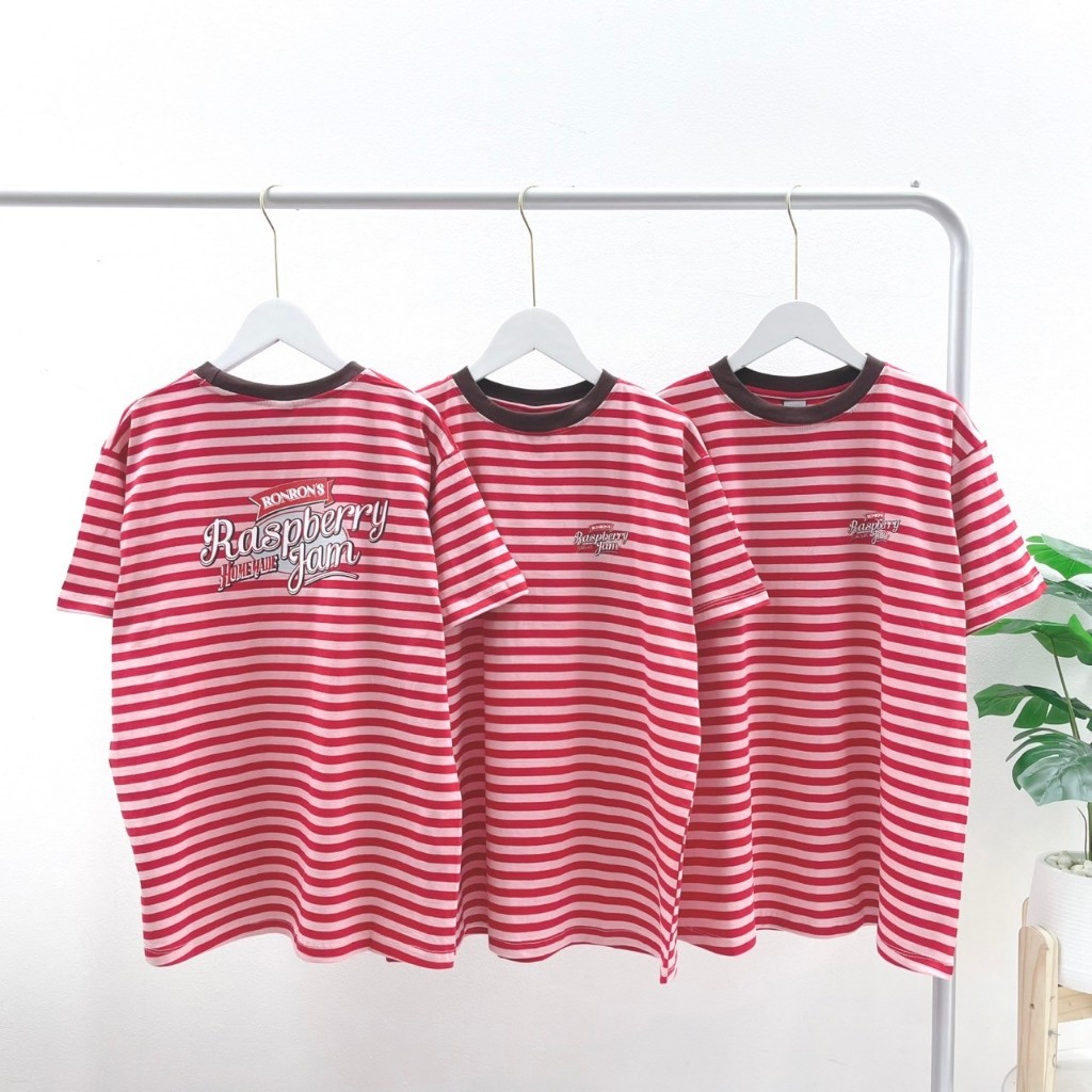 Ronron Stripe Rasberry T-Shirt (Red/White)