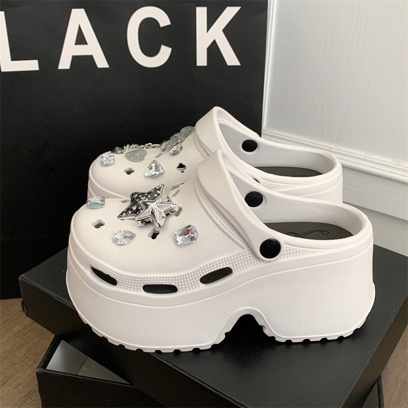 TIKP1 รองเท้าหัวโตส้นสูง 7เซน มาใหม่ รองเท้าส้นตึก งานเบาน้ำหนักเบา EVA รุ่น พร้อมส่งในไทย