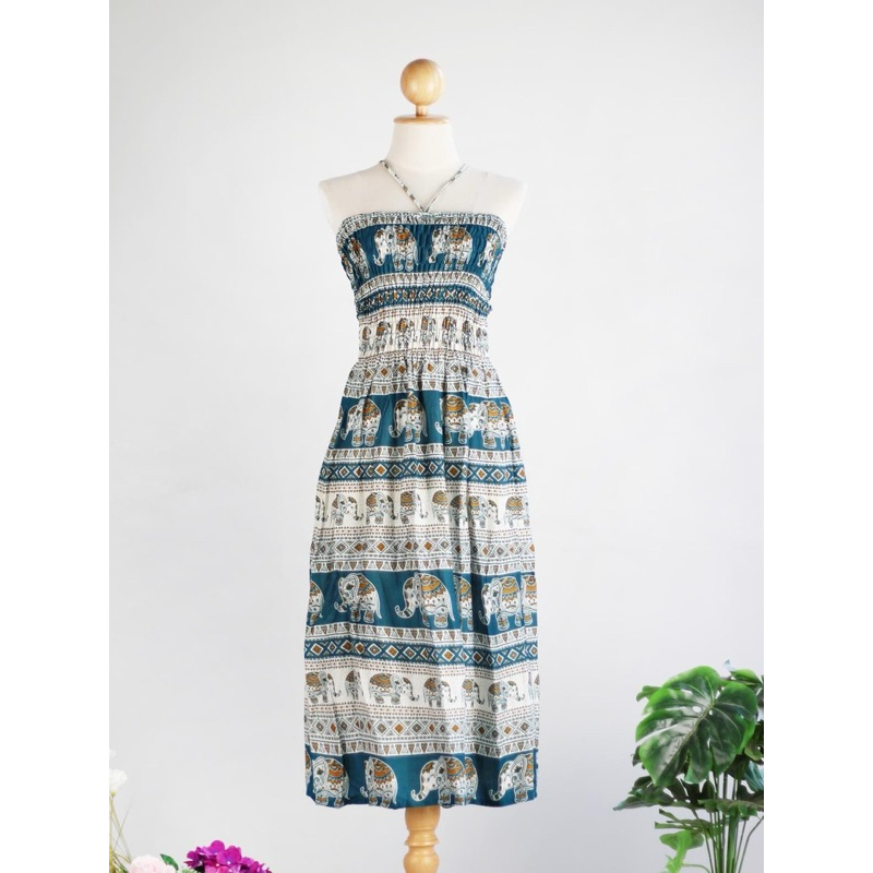 INTERชุดแซกยาวลายช้าง ลายสวยเก๋ ใส่สบาย ผ้าสปันเรยอน - รูปที่ 6