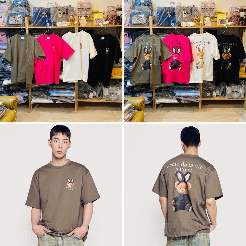 อยู่ไทย พร้อมส่ง เสื้อ ADLV RABBIT BEAR DOLL LOGO SHORT SLEEVE T-SHIRT / PINK / CREAM / BLACK/ COCOA