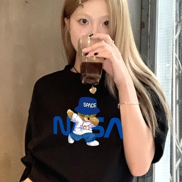 [UT]ขายดี เสื้อยืด โอเวอร์ไซส์ ผู้ชายและผู้หญิง ลาย "NVSV" เสื้อยืดผ้าคอตตอน ผ้าฝ้ายใส่สบาย สไตล์เกาหลี มินิมอล