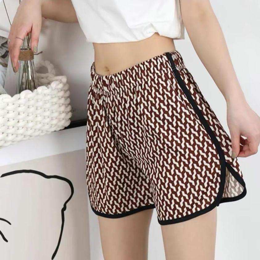 กางเกงขาสั้น ผ้าพิมพ์ลาย ทรงขาเว้า รหัส825 zone5 ผู้หญิง Clothing