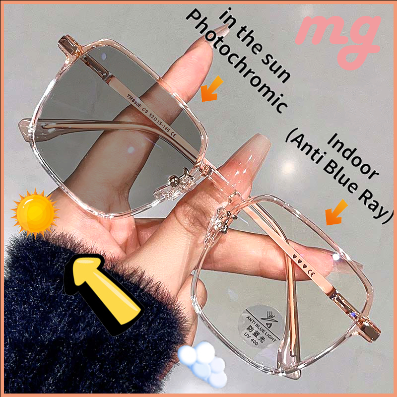 แว่นกรองสายตาสั้น uv99% แว่นสายตาสั้น แว่นกันแดดป้องกันรังสียูวี ดีไซน์ใหม่ ปกป้องแสงแดด สีเปลี่ยนสีใน 5 วินาทีภายใต้แสง