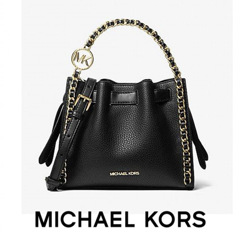 กระเป๋าสะพายข้าง Michael Kors  Mina Small Chain Bag  หนังแท้ สีดำ อะไหล่เงิน 8 นิ้ว