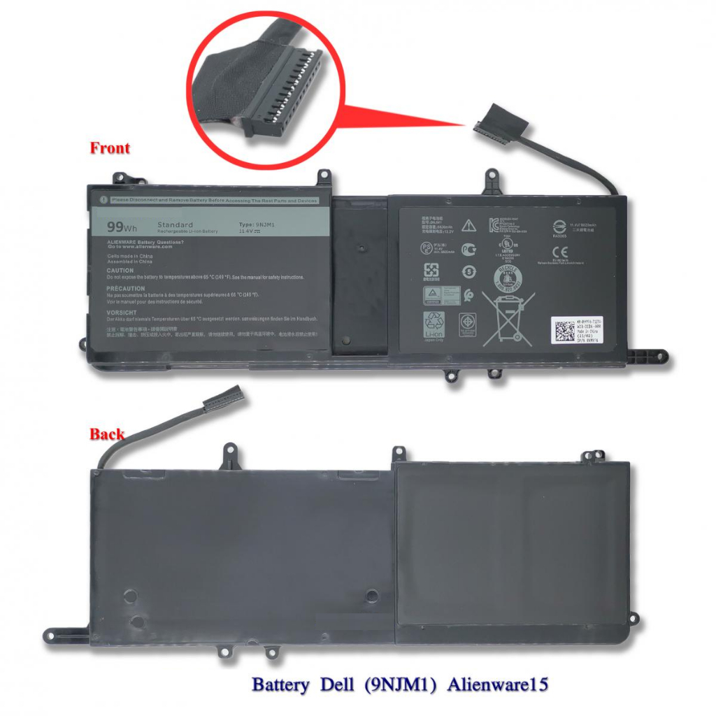 แบตแท้ 9NJM1 Alienware 15 R3 17 R4 R5 AW17 9NJM1 44T2R MG2YH HF250 P31E ) 451-BBXO