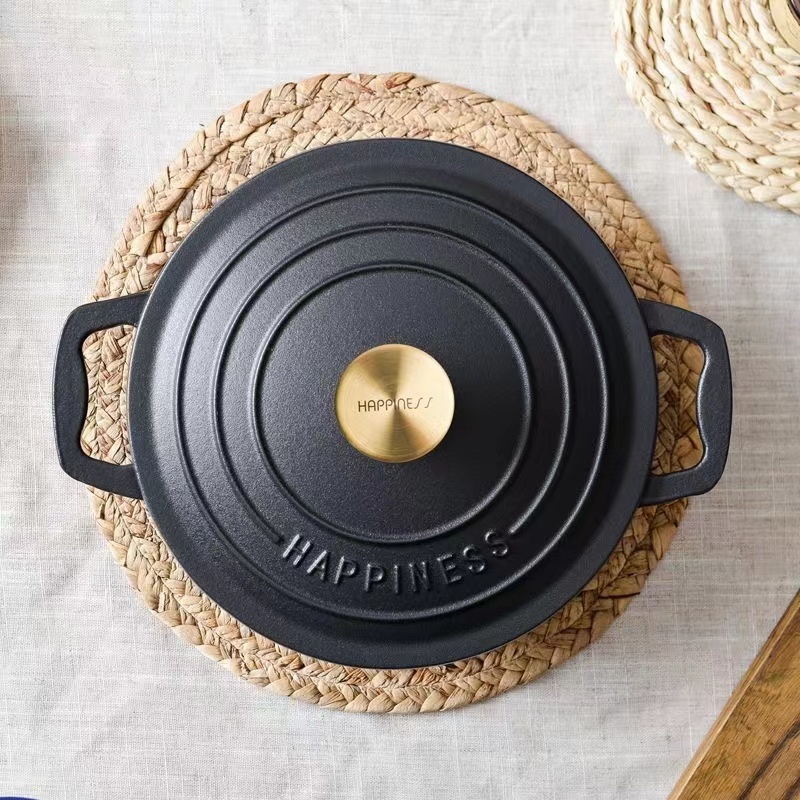 Small happiness enamelled pot cast iron pot stew pot household multi-functional stew pot seafood pot