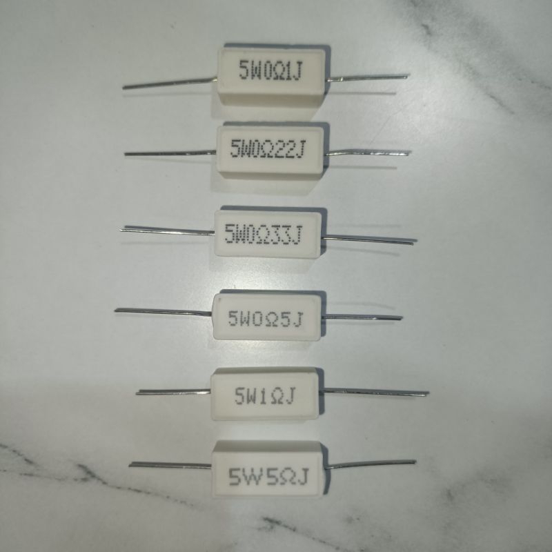 ตัวต้านทาน 5 วัตต์ 5w 0.1,0.22,0.33,0.5,1,5,10,100,1k,10kตัวต้านทานเซรามิก รีซิสเตอร์5w