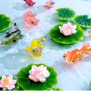 ปลาทอง ดอกบัว ใบบัว (ราคา/1ชิ้น)ตุ๊กตาแต่งสวน จัดสวนถาด ไม้ดัด โมเดล ตกแต่งบ้าน ของสะสม พร็อพถ่ายรูป