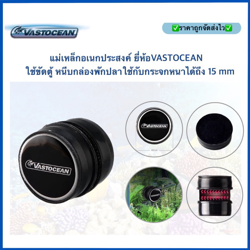 แม่เหล็กอเนกประสงค์ ยี่ห้อVastocean ใช้ขัดตู้ หนีบกล่องพักปลาใช้กับกระจกหนาได้ถึง 15mm