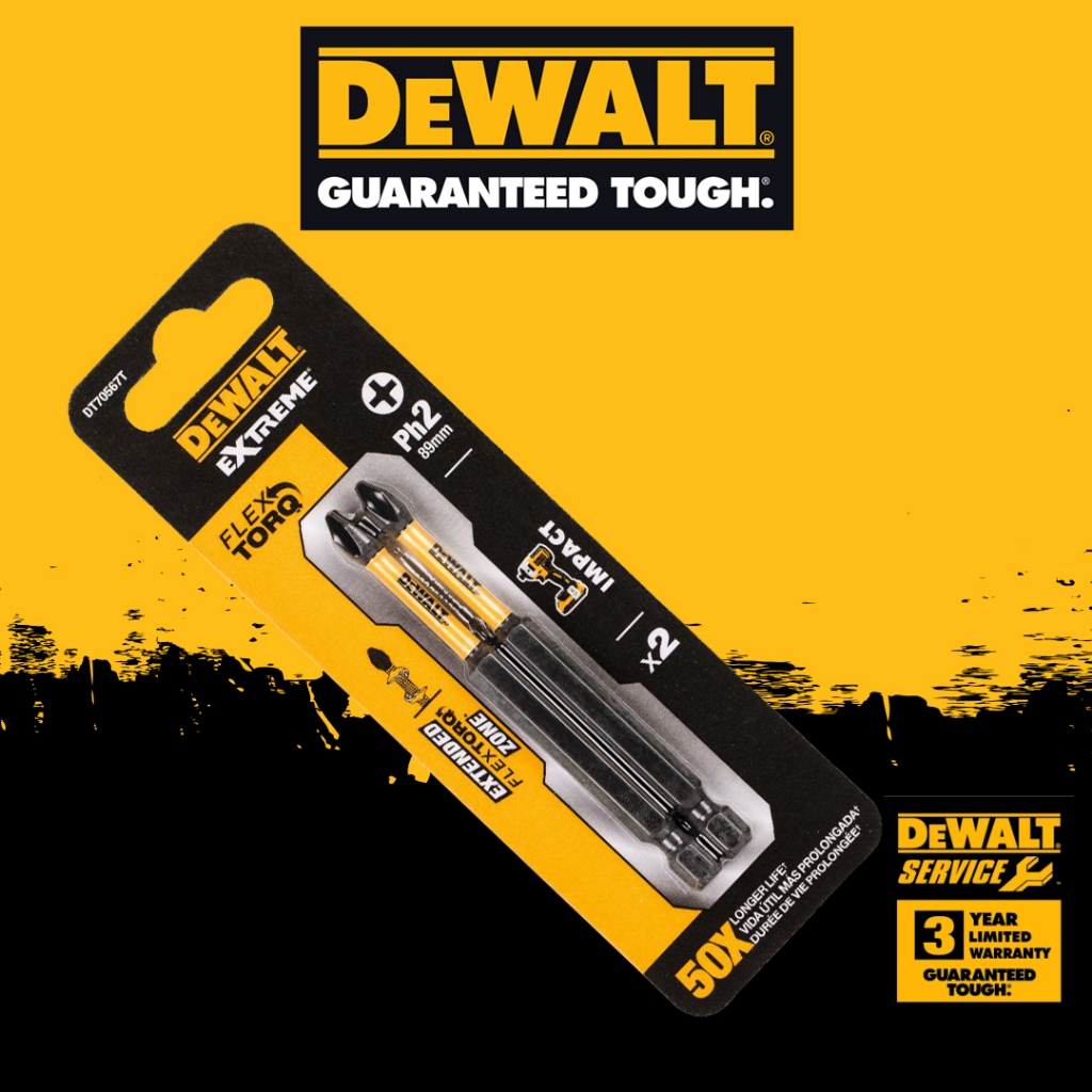 DEWALT DT70567T ดอกไขควง แพ็ค 2ชิ้น DEWALT DT70567T EXTREME IMPACT TORSION SCREWDRIVER BIT 85MM