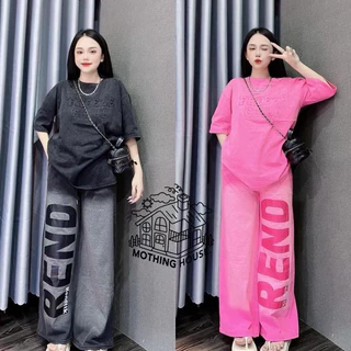 ชุดเซ็ท สีพื้นสองสี กางขายาวลายอังกฤษ] ฟรีไซร์