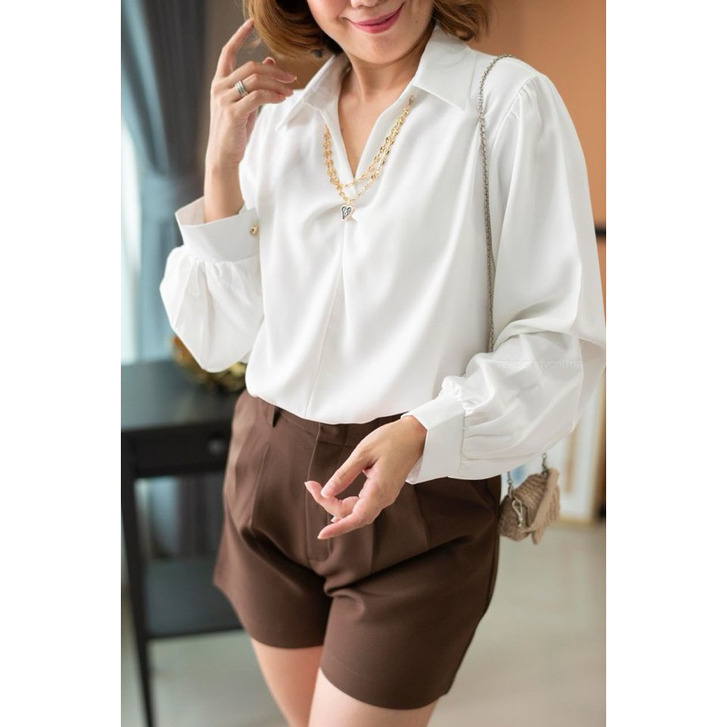 ms.cloudycotton - Nadia Shirt เชิ้ตแขนยาว แถมโซ่ทอง