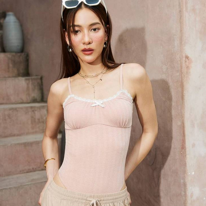 SABINA | FASHION X SABINA บอดี้สูทเสริมบรา รหัส SAL23040 สีชมพูอ่อน ราคา ถูกที่สุด ดีลบีเคเค