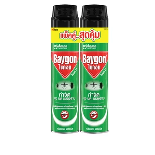 [ทั้งหมด 2 แพ็ค] ไบกอน เขียว ผลิตภัณฑ์กำจัดแมลง สเปรย์ ขนาด 600 มล. แพ็คคู่ BAYGON GREEN INSECT REPELLENT SPRAY 600 ML.