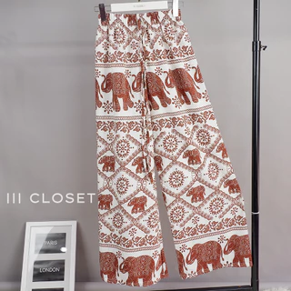 กางเกงช้าง lll Freesize lll COM505 เอวยางยืดรอบตัว ทรงขากระบอกใหญ่ ผ้าไหมอิตาลี ผ้าเบาใส่สบาย