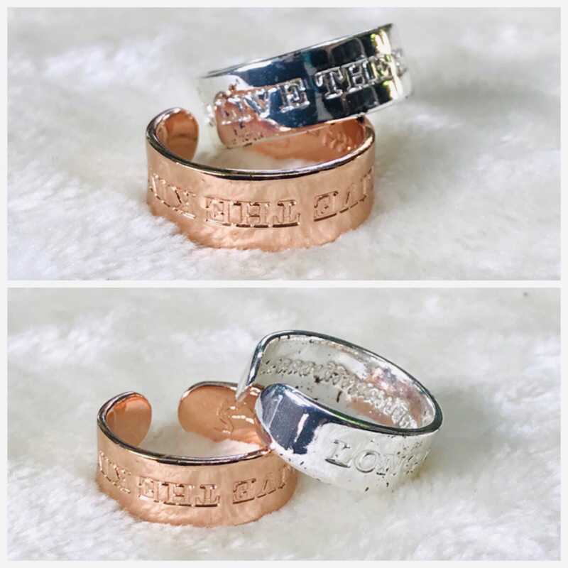 ไม่ลอกไม่ดำ แหวนคู่ทองเหลืองหุ้มนาค - Pink Gold และหุ้มเงิน ที่ระลึกฉลองสิริราชสมบัติครบ 60 ปี ในหลว