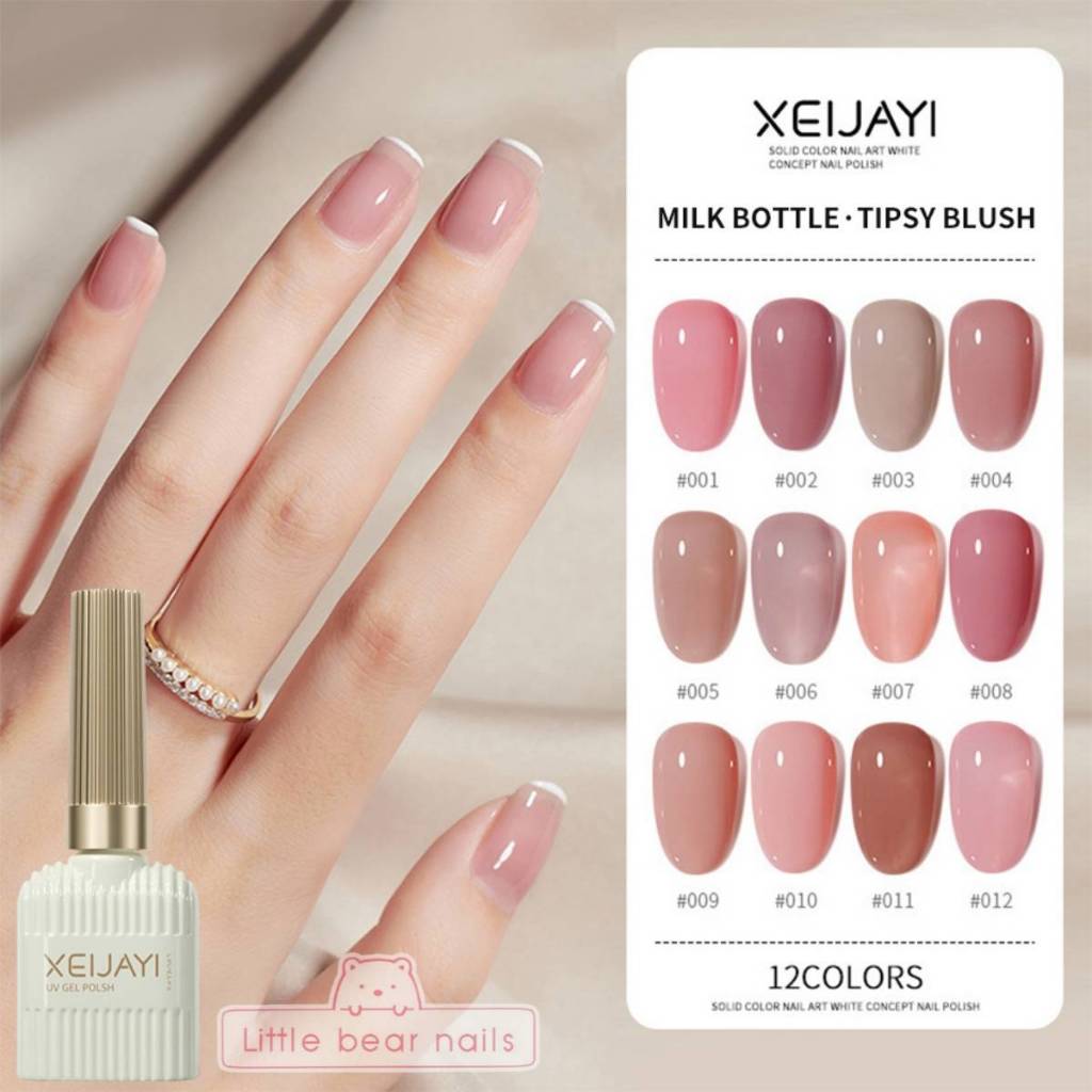 NUDE PINK UV GEL POLISH สีเจล สีเจลทาเล็บ สีนู้ด สีนู้ดชมพู โทนสีสุขภาพ สีสุขภาพดี ยี่ห้อ XEIJAYI 15ml. ชนิดเจล ต้องอบ