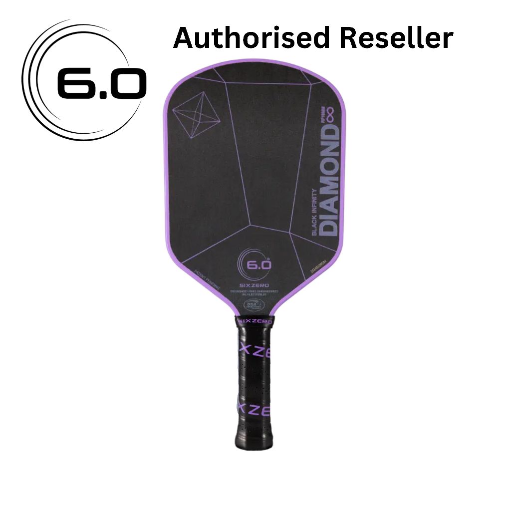 SIX ZERO  6.0 Pickleball Paddle 16mm Infinity Edgeless Black Diamond Power - the pinnacle of high-pe