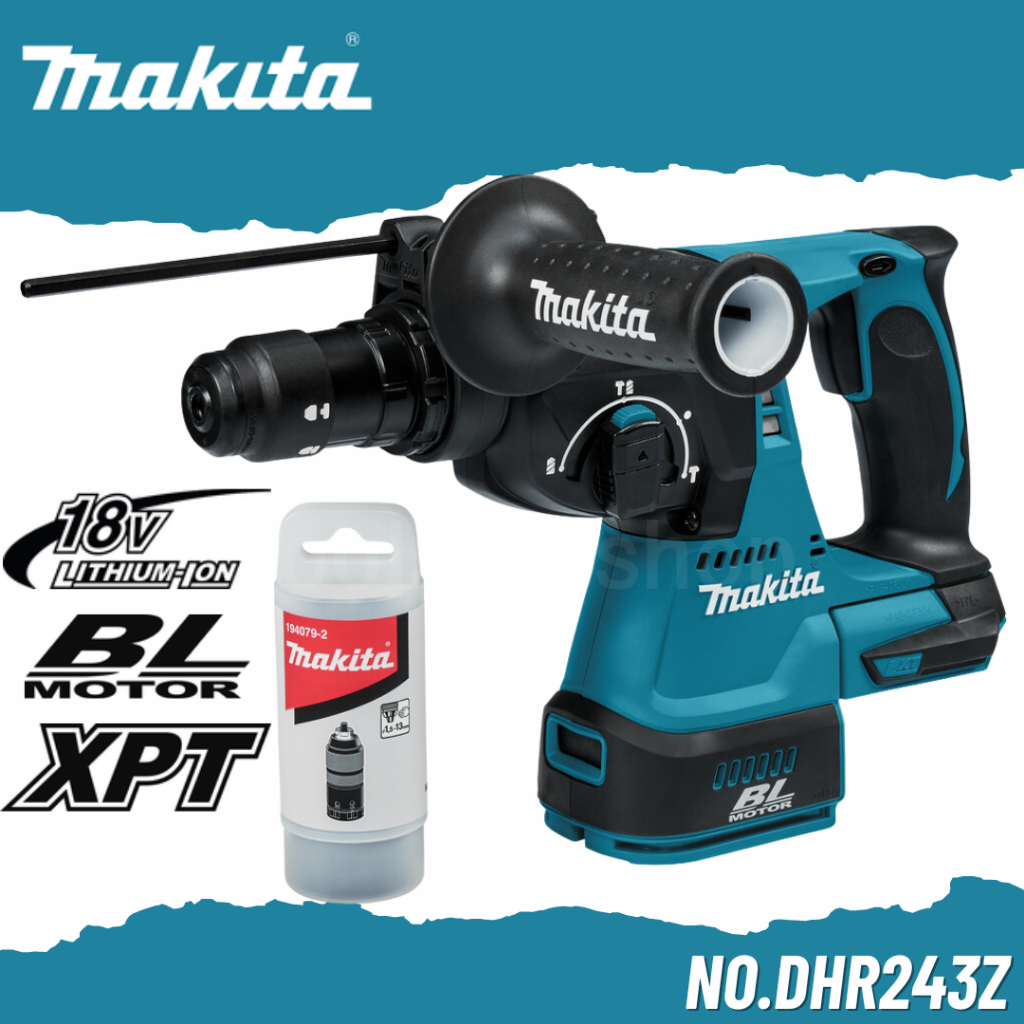MAKITA สว่านโรตารี่ไร้สาย 18V ขนาด 24 มม. (15/16 นิ้ว) No.DHR243Z SDS PLUS (ตัวเปล่า)