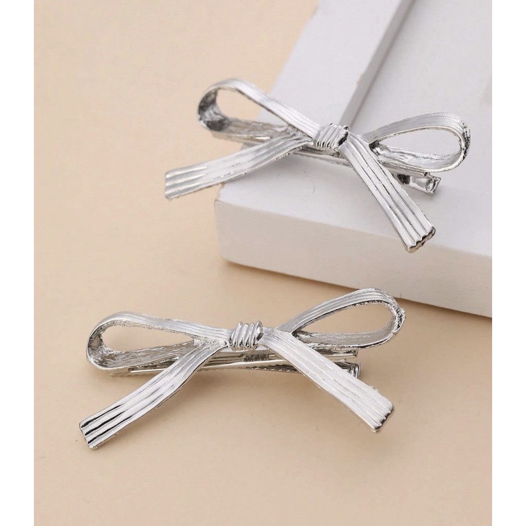 KYM.vibes - ribbon hair clips กิ๊บติดผมริบบิ้น กิ๊บติดผมรูปโบว์ (ราคาต่อคู่)