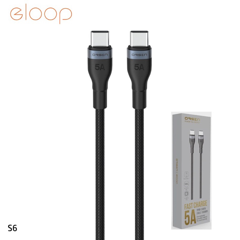 ✅พร้อมส่ง✅ Orsen Eloop S6 สายชาร์จเร็ว ชาร์จไว Type-C to Type-C ยาว 1.5 ม. QC4.0 | PD 100W สายชาร์จ 