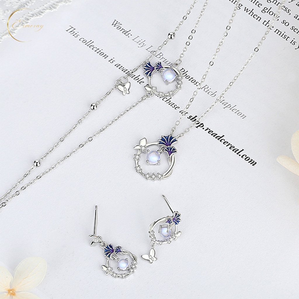 ☆Ginkgo Biloba☆ เซ็ตเครื่องประดับเงินแท้ สร้อย ต่างหู สร้อยข้อมือ กำไล ✯Esmeray✯ ใบแปะก๊วย ผีเสื้อ สวย น่ารัก