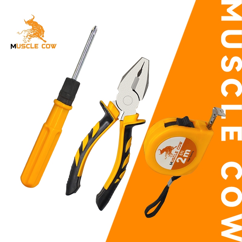 Muscle Cow ชุดเครื่องมือช่าง 4 ชิ้น คีมปากเฉียง คีมจมูกเข็ม ไขควงฟิลลิป ไขควงปากแบน ชุดเครื่องมือประจำครัวเรือน