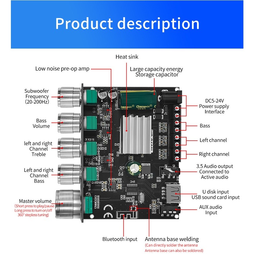 แอมป์จิ๋ว YS-S100Lชิป TPA3255 2X50W+100W บอร์ดขยายสัญญาณเสียงบลูทูธ โมดูลเครื่องขยายเสียงดิจิตอล 5.1ช YS-S100L-z