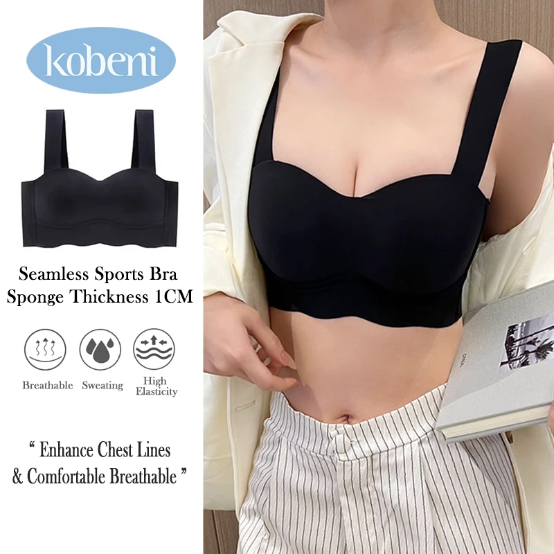 ⭐KOBENI⭐เจลลี่บรา แฟชั่น สปอร์ตบรา ฟองน้ำบาง เนื้อผ้านิ่ม ลดการกดทับ เก็บกระชับหน้าอก