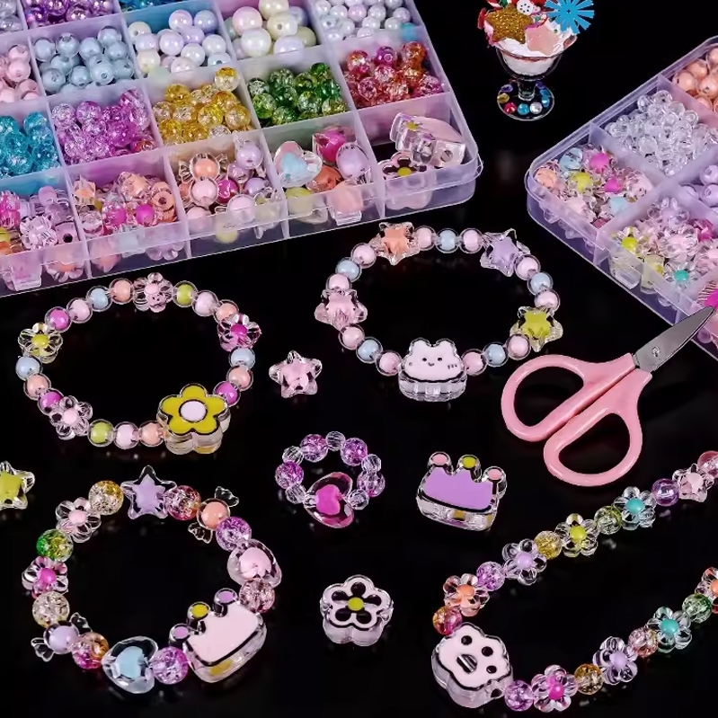 ลูกปัดทำด้วยมือ แพ็คเกจวัสดุ DIY SANRIO อุปกรณ์เสริมผมหญิงสาว สร้อยข้อมือ ลูกปัดส่องสว่าง