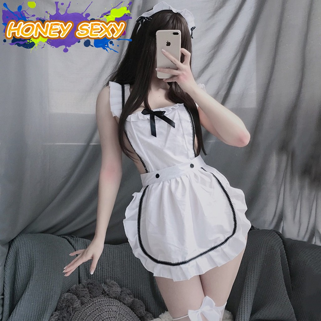 HONEY SEXY ชุดคอสเพลย์ ชุดแม่บ้าน ชุดแซ่บๆ พร้อมที่คาดผมและจีสตริง H-280