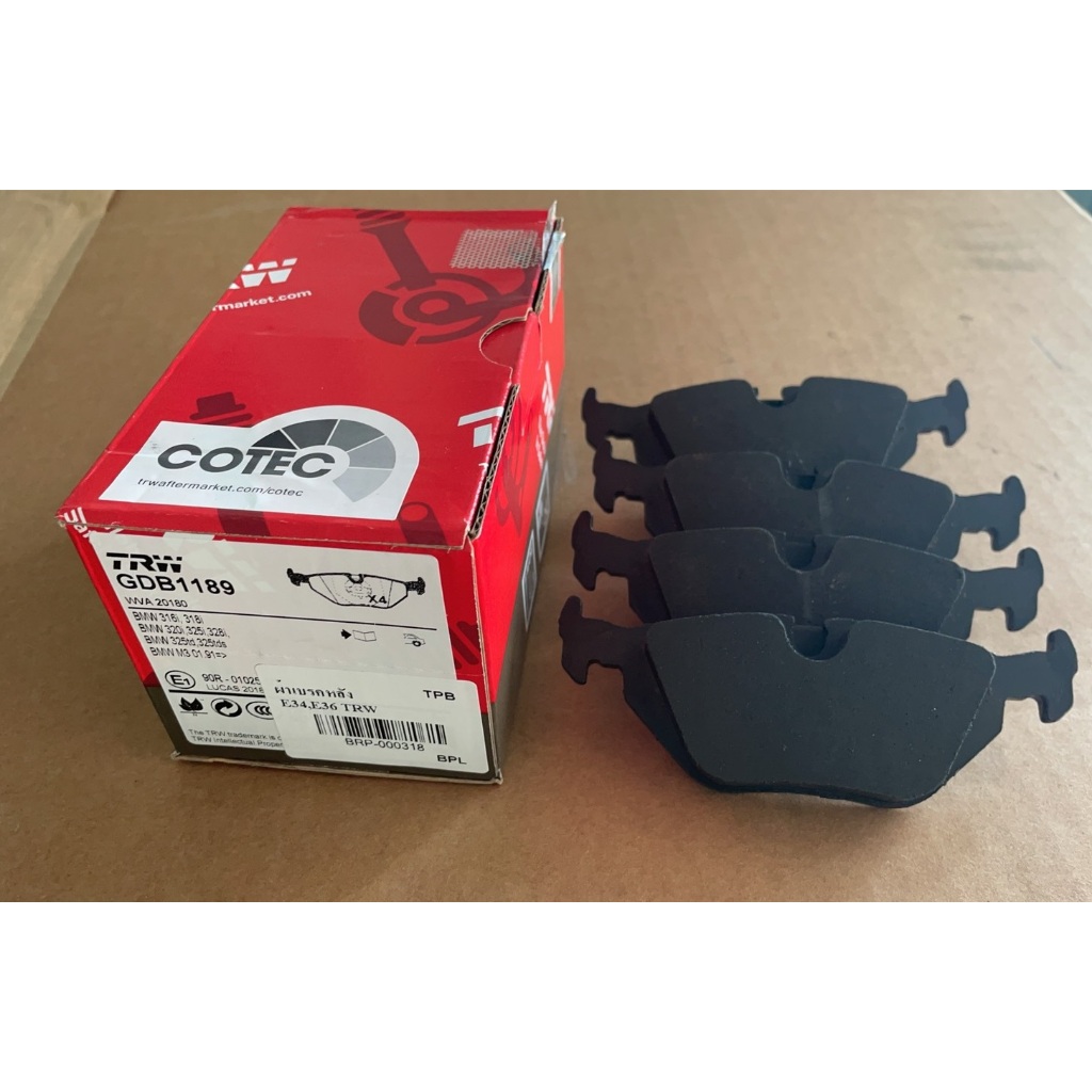 BMW ผ้าเบรคหลัง TRW รุ่น Serie3 ( E36 E46 ) Z3 ( E36 ) Z4 ( E85 ) เบอร์ GDB1189 l เบอร์เทียบ Brembo P06 013