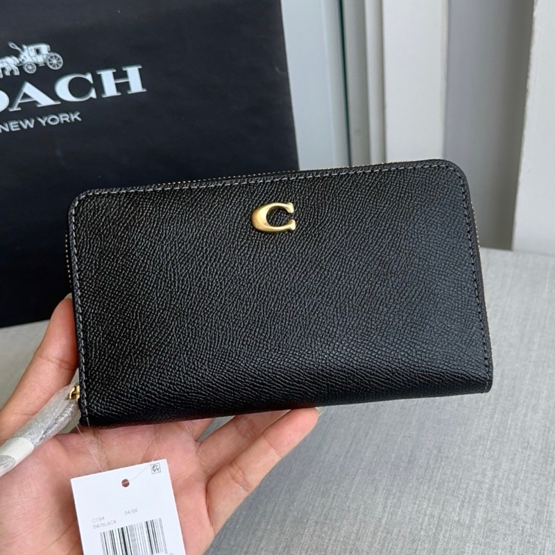 กระเป๋าสตางค์ซิปรอบ ใบกลาง หนังสีดำ 6 นิ้ว Cl194 Coach Medium Zip Around Wallet shop