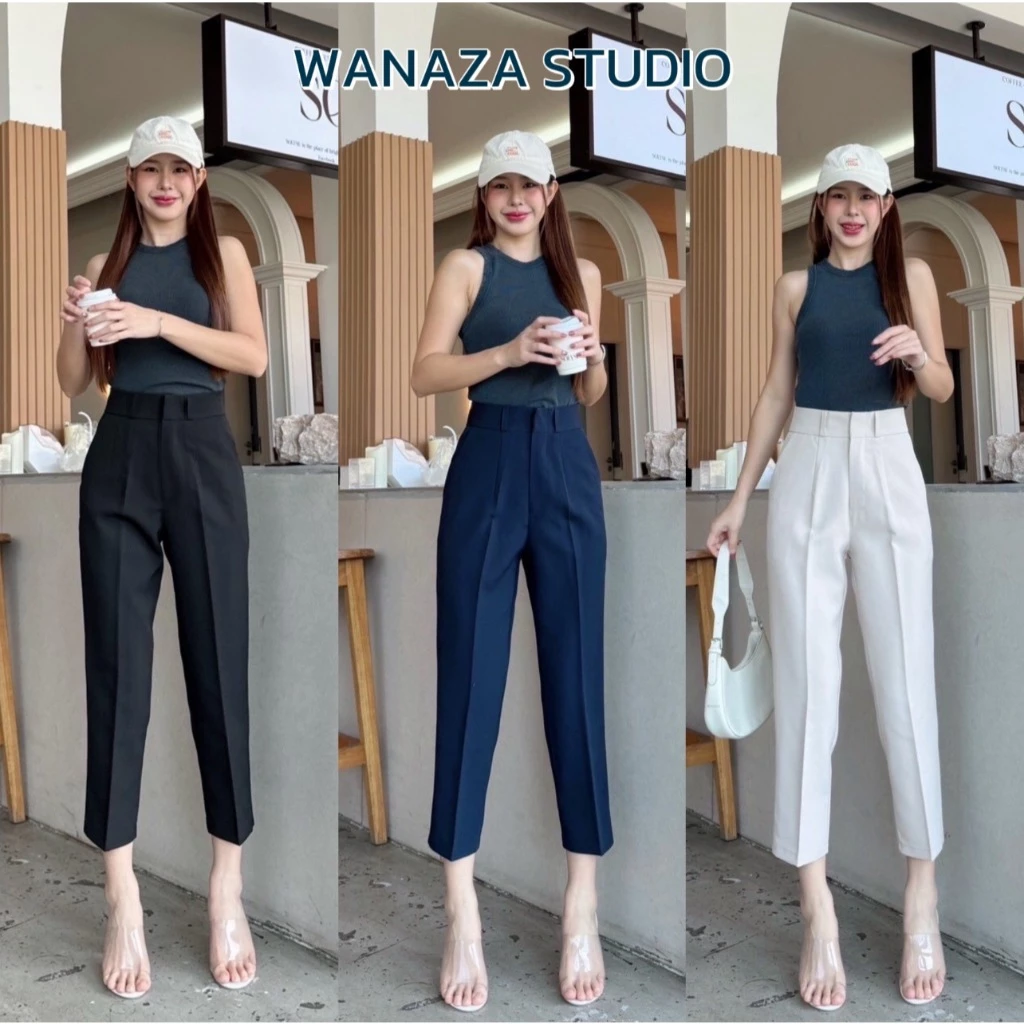 WT24 รุ่น Mini Pants ( กระบอกเล็ก ) ยาว34-35 นิ้ว งานเข้ารูปเข้าทรง ใส่สวย กางเกงขากระบอก กางเกงทรงบอย สูงไม่เกิน150