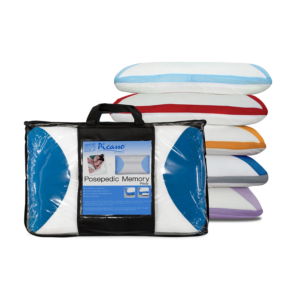 Picasso หมอนหนุนเมมโมรี่โฟม รุ่น Posepedic Pillow **หมอนแน่น-นุ่ม / ขนาด 60x40 ซม. สูง 10-11 ซม.