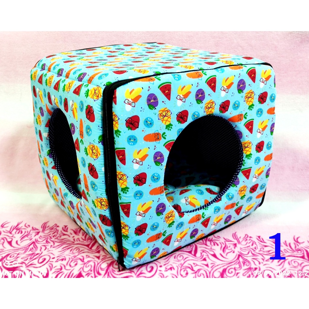 ที่นอนสุนัข ที่นอนหมา ที่นอนแมว ที่นอนสัตว์เลี้ยง บ้านทรงลูกเต๋า บ้านซิบ Size M (LTD-BOX-M-080965)