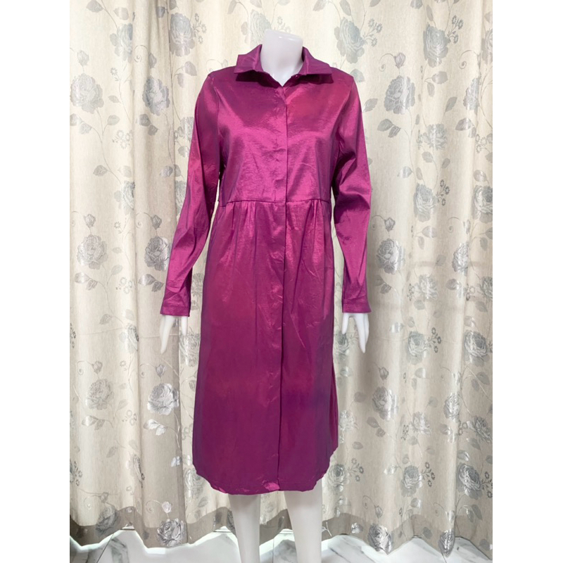 (DR910)  เดรสเชิ้ตมือสอง สภาพดี แบรนด์ Min Yu อก 37“ (สีชมพู) ⭐️มือสองค่ะ⭐️