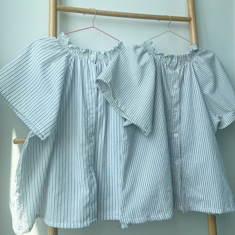 Lovely.madly - Cookie Top เสื้อเชิ้ตแขนสั้น เย็บแต่งช่วงคอ